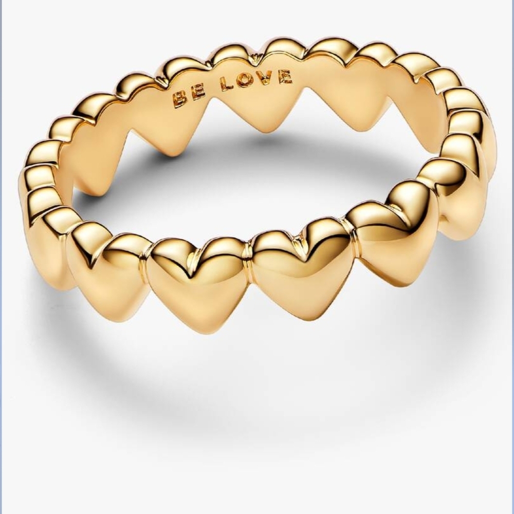 Be Love Gold Heart Stackable Ring - Women's Jewelry Row Of Hearts